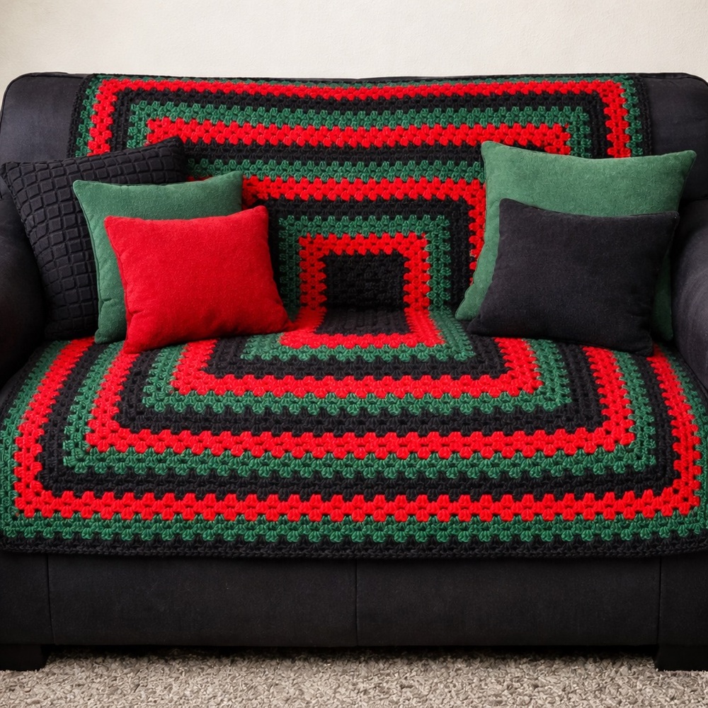 Handmade Geometric Crochet Afghan Throw Blanket Country Cowboy Rustic #0815255